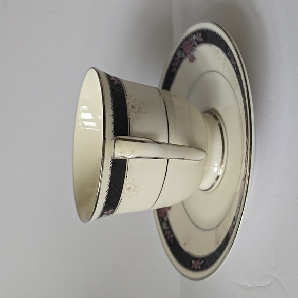 Noritake Etienne Ivory China Footed Coffee Mug Tea Cup And Saucer 7260 Japan - Picture 9 of 16